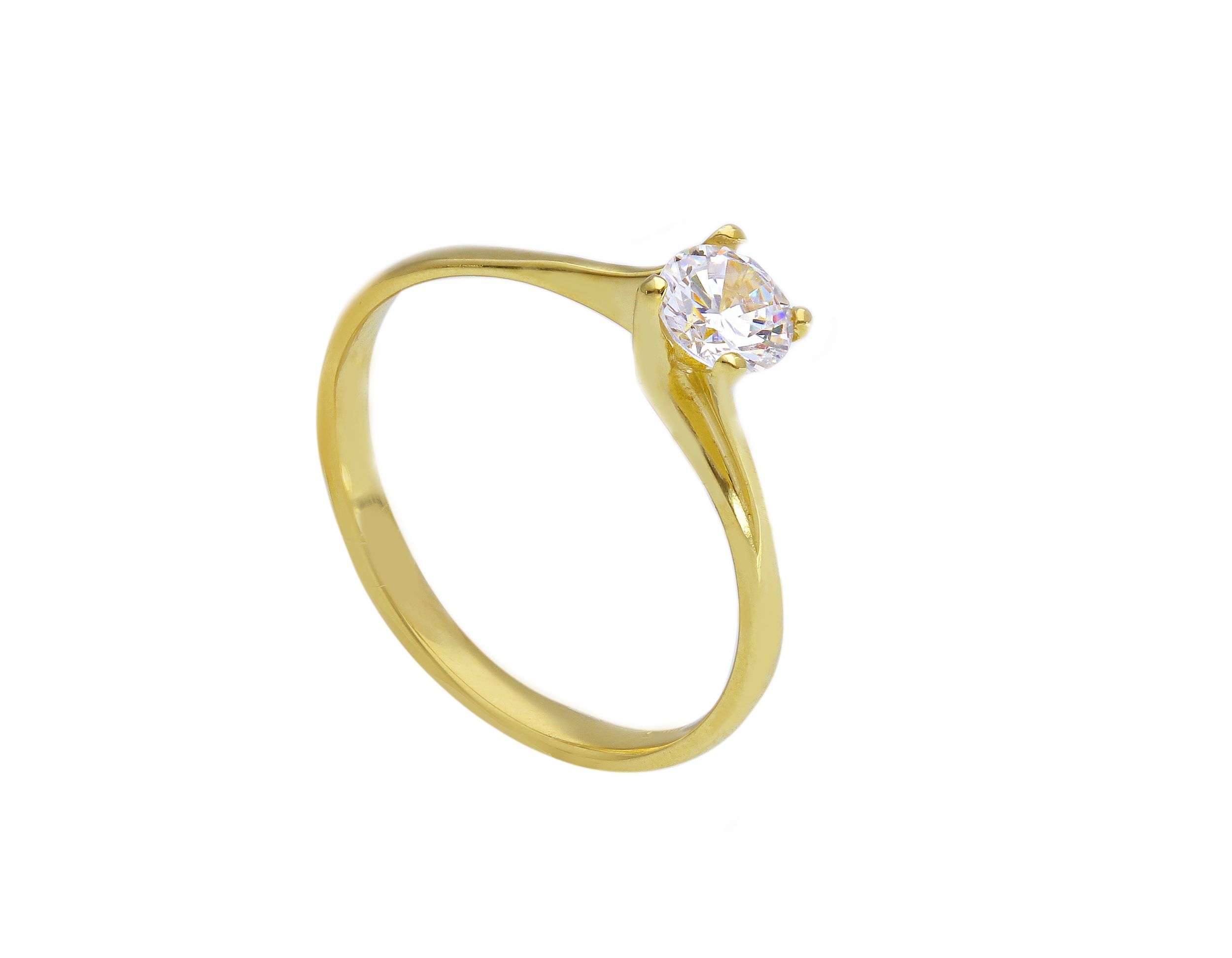 Single stone k9 gold ring with zirkon (S206181)